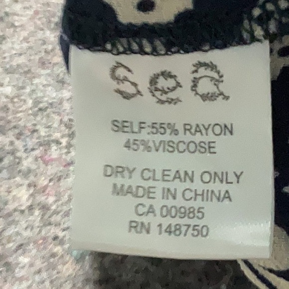 Sea New York Navy Blue White Cream Floral Keyhole Button Back Tank Top Size 4 - Picture 4 of 5